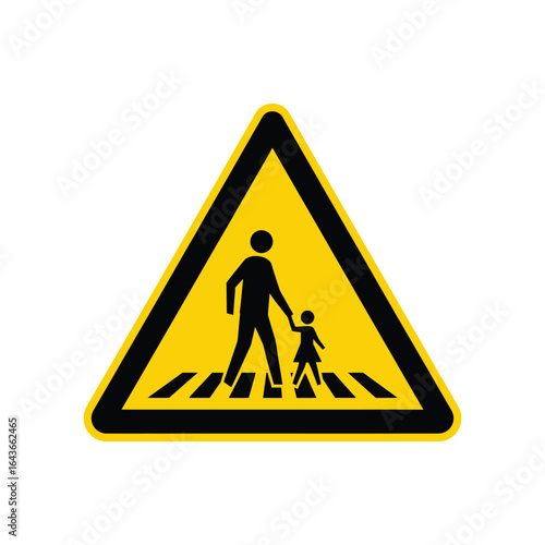 Pedestrian Crossing Caution Sign for Safety Awareness on Roads and Streets