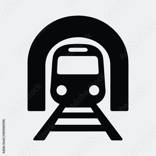 Silhouette train entering tunnel underground metro vector illustration