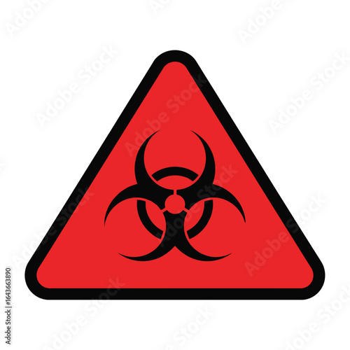 Biohazard Warning Sign Red Triangle with Black Symbol