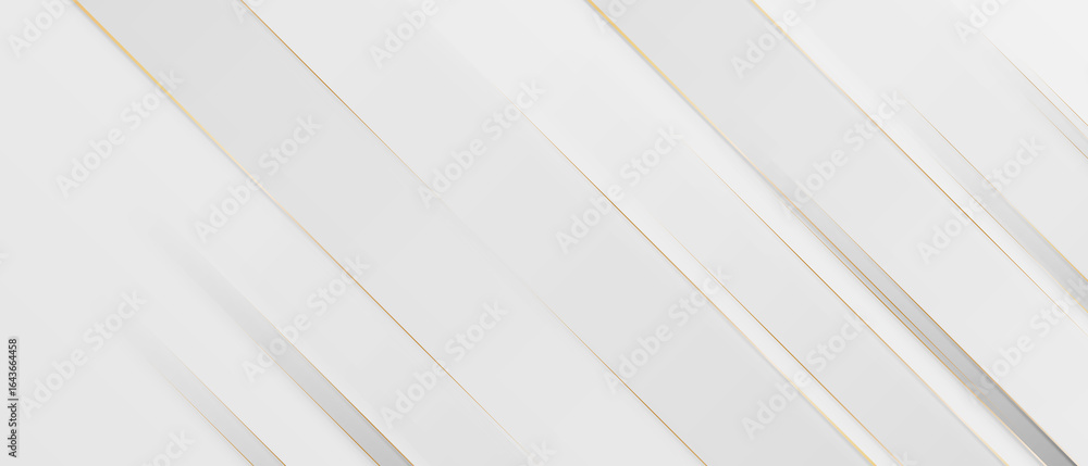 Obraz premium Abstract modern white background paper cut style with golden line Luxury concept