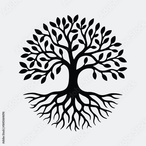 Silhouette tree of life simple black and white vector illustration