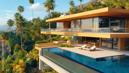 Wallpaper Mural Luxurious modern home with infinity pool overlooking a valley Torontodigital.ca