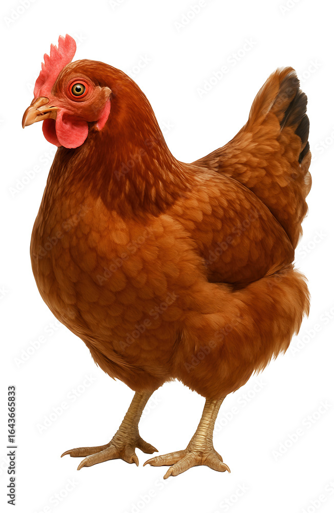 Fototapeta premium Brown hen standing in a studio setting.