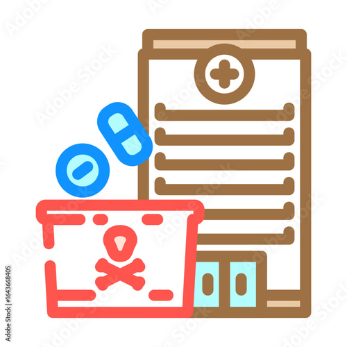 hazardous drug waste hospital color icon vector illustration