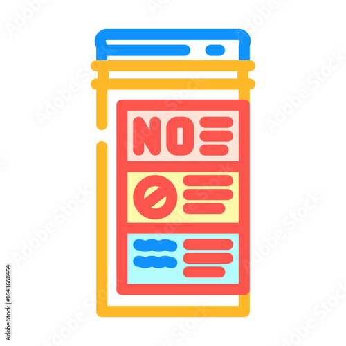 health warning label drugs color icon vector illustration