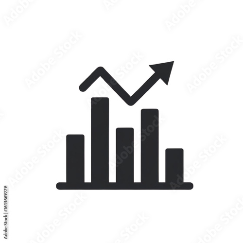A 3D business graph icon with an arrow showing market success and financial growth