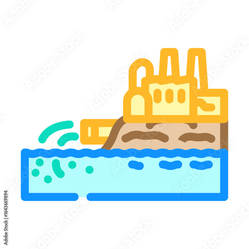 factory discharging waste river color icon vector illustration
