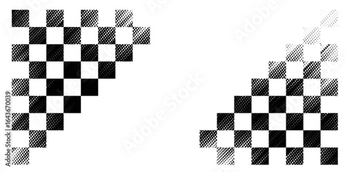 Race flag grunge background, car rally or motocross finish flag with vector checker pattern. Grunge race flag for car racing sport or bike speedway, motorsport