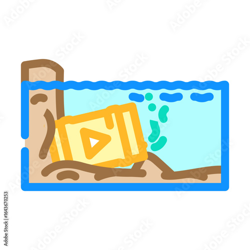 toxic waste barrels shoreline color icon vector illustration