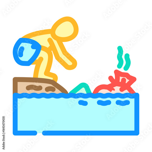 children contaminated pond color icon vector illustration