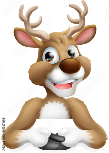 Cartoon Santa Claus Father Christmas Reindeer Sign