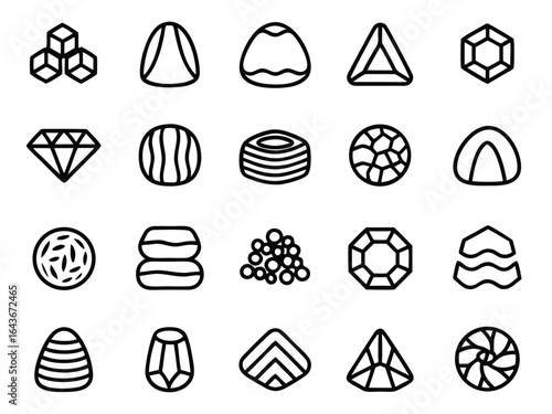 Assortment of Geometric and Organic Shaped Candy Icons sweet icon confection icon