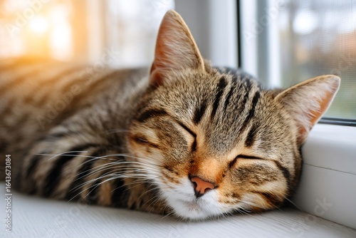 Wallpaper Mural Cute tabby cat sleeping peacefully by the window Torontodigital.ca