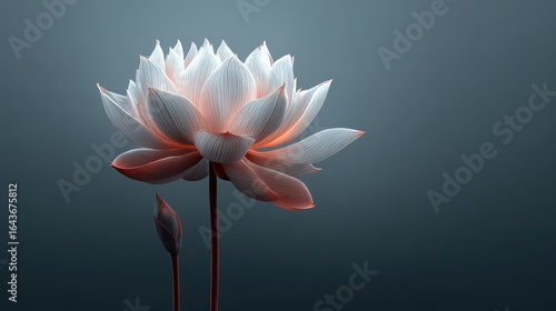 Elegant White Lotus Blossom with Soft Pastel Hues Against a Minimalist Background