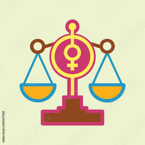 Scales of Justice with Female Symbol, Feminine Balance and Equality Concept Art