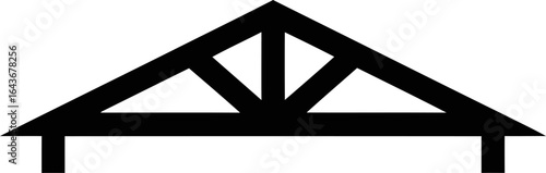 A simple black icon of a triangular roof truss, a structural framework for building support, isolated on a white background.