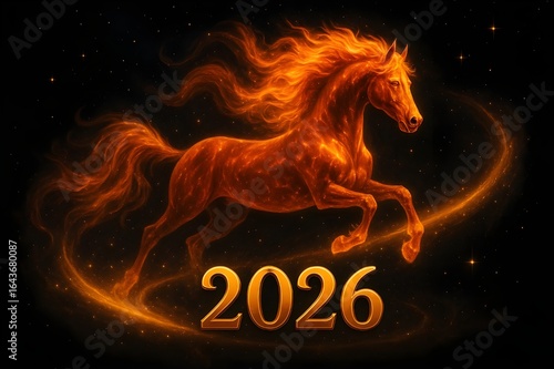 Year of the Fire Horse 2026, Chinese zodiac New Year illustration
