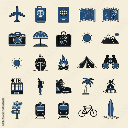 Travel Icons Set Journey Essentials for Exploration and Adventure