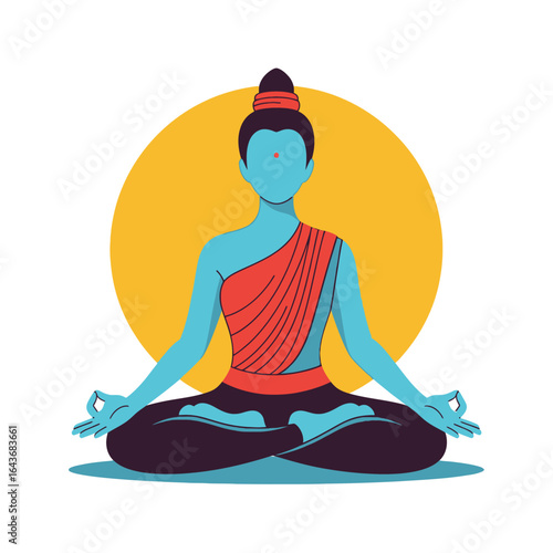 Vector illustration 
in a lotus yoga pose meditating