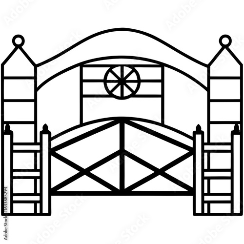 Rustic Farm Gate Illustration – Vector Art