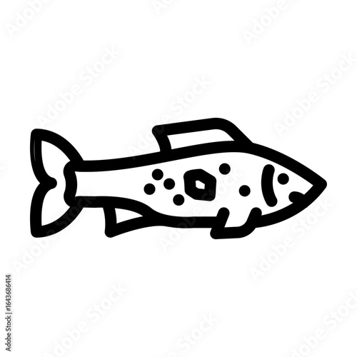 fish microplastics line icon vector illustration