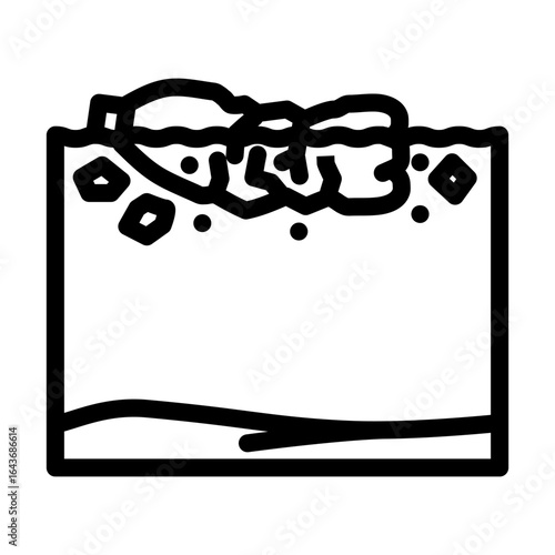 floating microplastic particles water surface line icon vector illustration