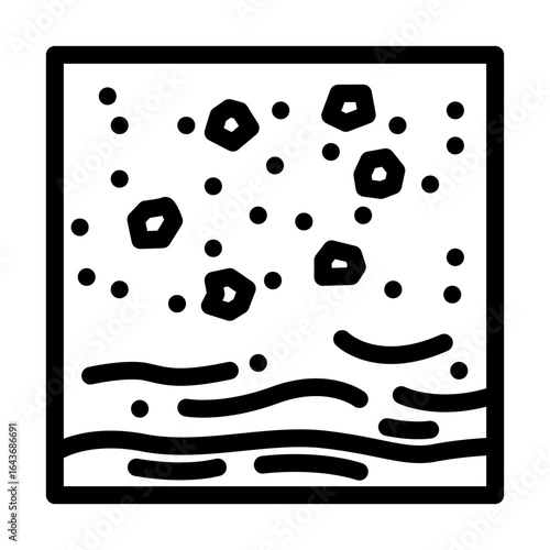 beach sand microplastics line icon vector illustration