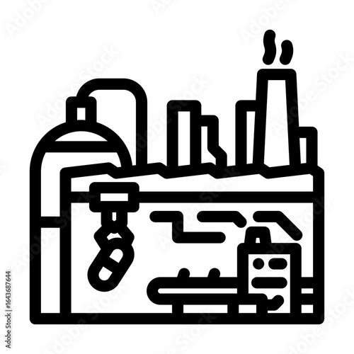 pharmaceutical plant emissions line icon vector illustration