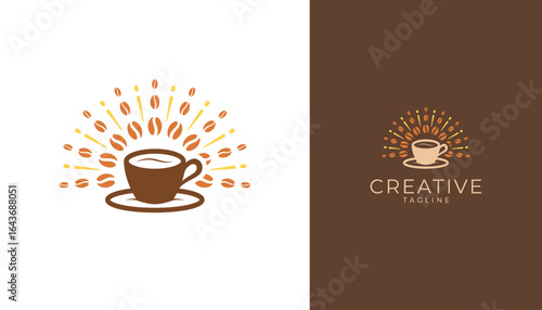Morning coffee logo design vector template