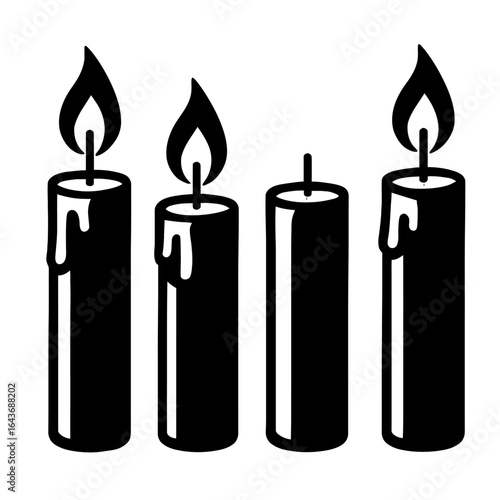 Four Advent Candles, Three Burning and One Unlit