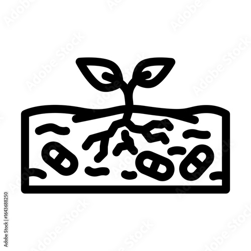 pharmaceuticals leaking soil line icon vector illustration