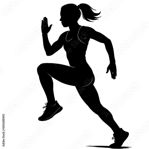Female Runner Sprinting - Silhouette of a Woman Athlete in a Running Pose