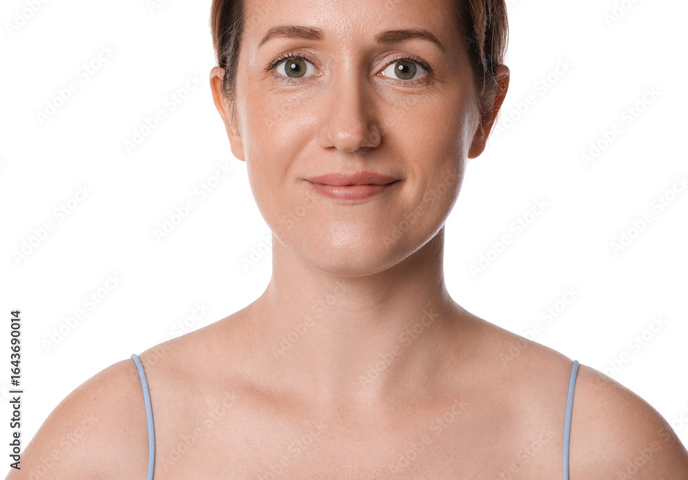 Portrait of beautiful woman on white background Portrait of beautiful woman on white background