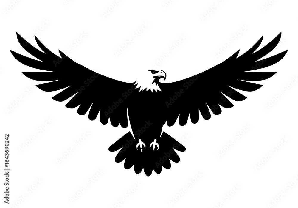 Naklejka premium eagle heads illustration in black and white color