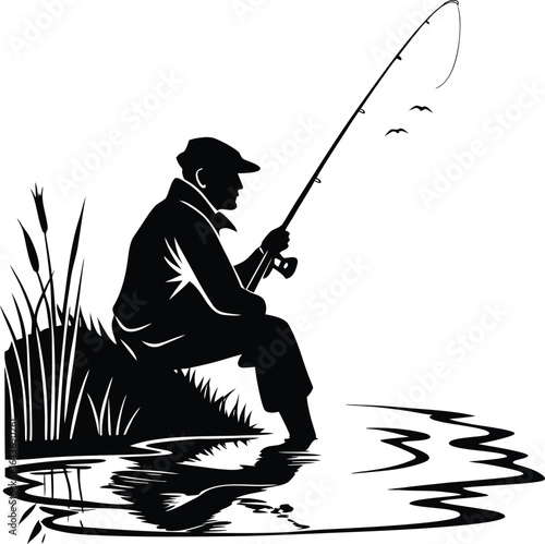 Farmer with sickle and basket silhouette for agricultural themes