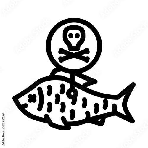 poisoned fish line icon vector illustration