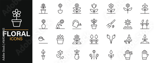 Vector Icons for Flowers, Pots, and Gardening Equipment