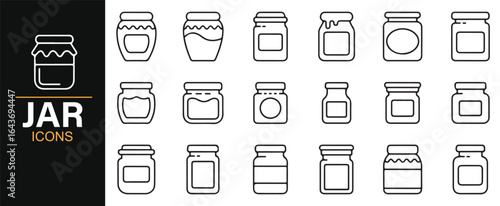 Collection of Glass Jars Icons for Food Preservation and Canning