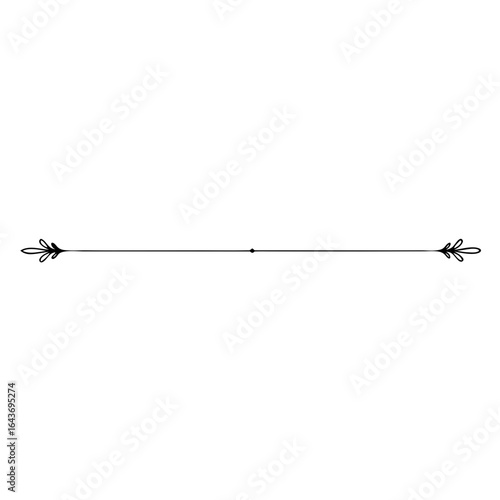 Classic black page divider with decorative elements for elegant design concepts
