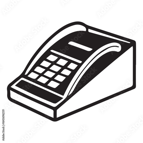 Isometric cash register isolated on white background, a vital tool for retail transactions