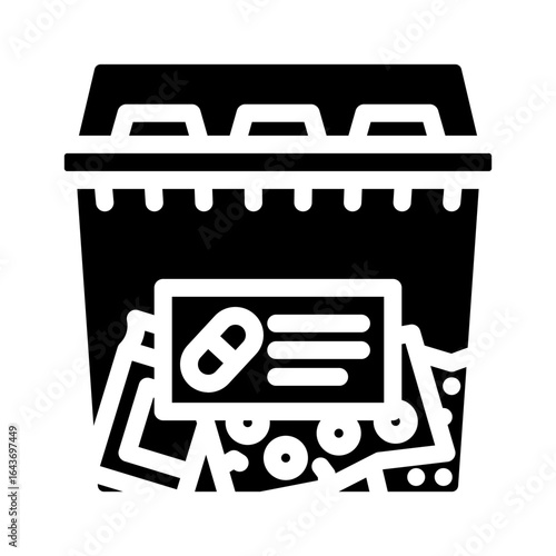 medicine containers garbage glyph icon vector illustration
