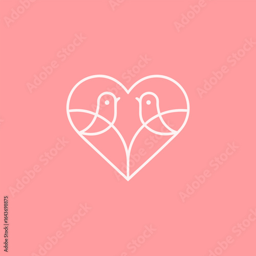 love bird logo in minimalist and simple line art 