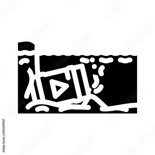 toxic waste barrels shoreline glyph icon vector illustration