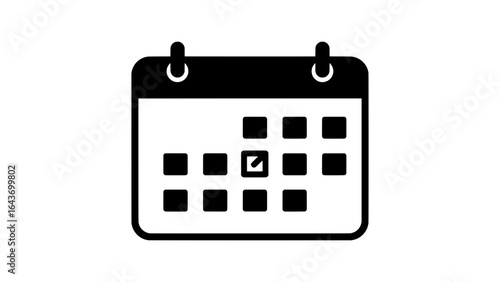 Simple black calendar icon concept. Vector graphic for schedule, reminder, and important date planning.