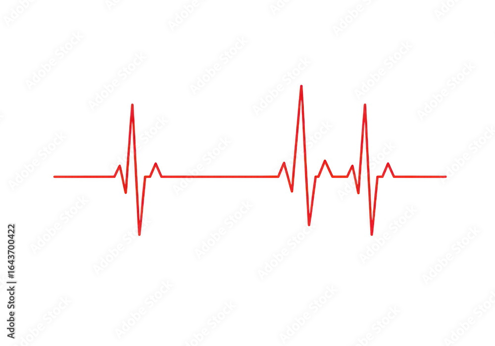 Red heart pulse line isolated on transparent background Red heart pulse line isolated on transparent background