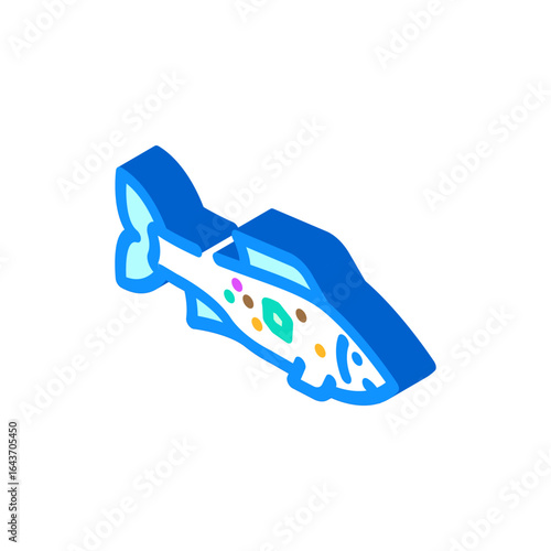 fish microplastics isometric icon vector illustration