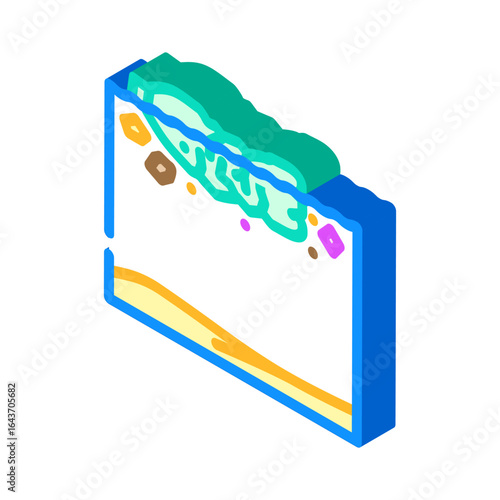 floating microplastic particles water surface isometric icon vector illustration