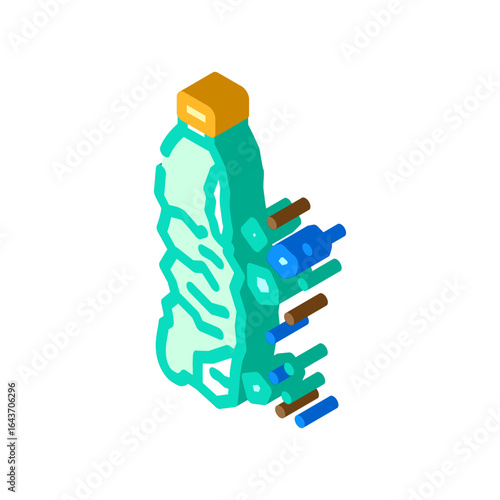 plastic bottle breaking microplastics isometric icon vector illustration