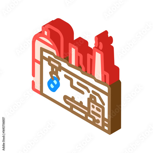 pharmaceutical plant emissions isometric icon vector illustration