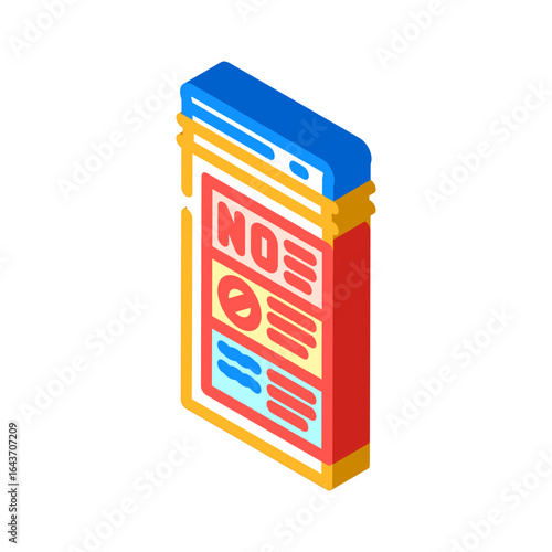 health warning label drugs isometric icon vector illustration